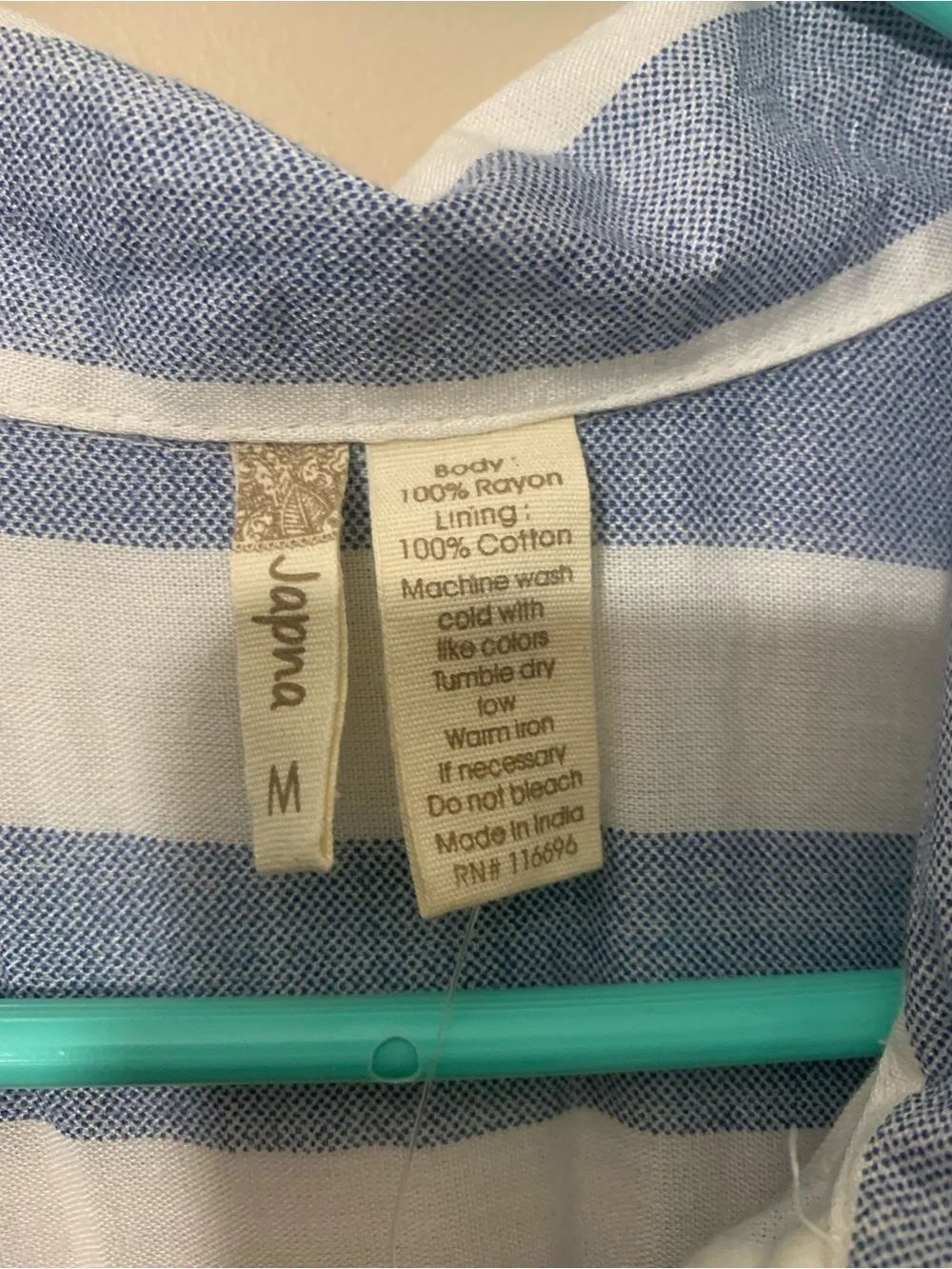 Women’s Japna Blue & White Striped Shirt Dress size Medium - Picture 2 of 12
